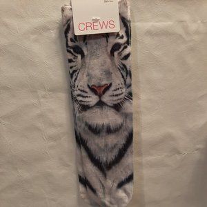 White tiger socks, women's ,One Size. Knee High